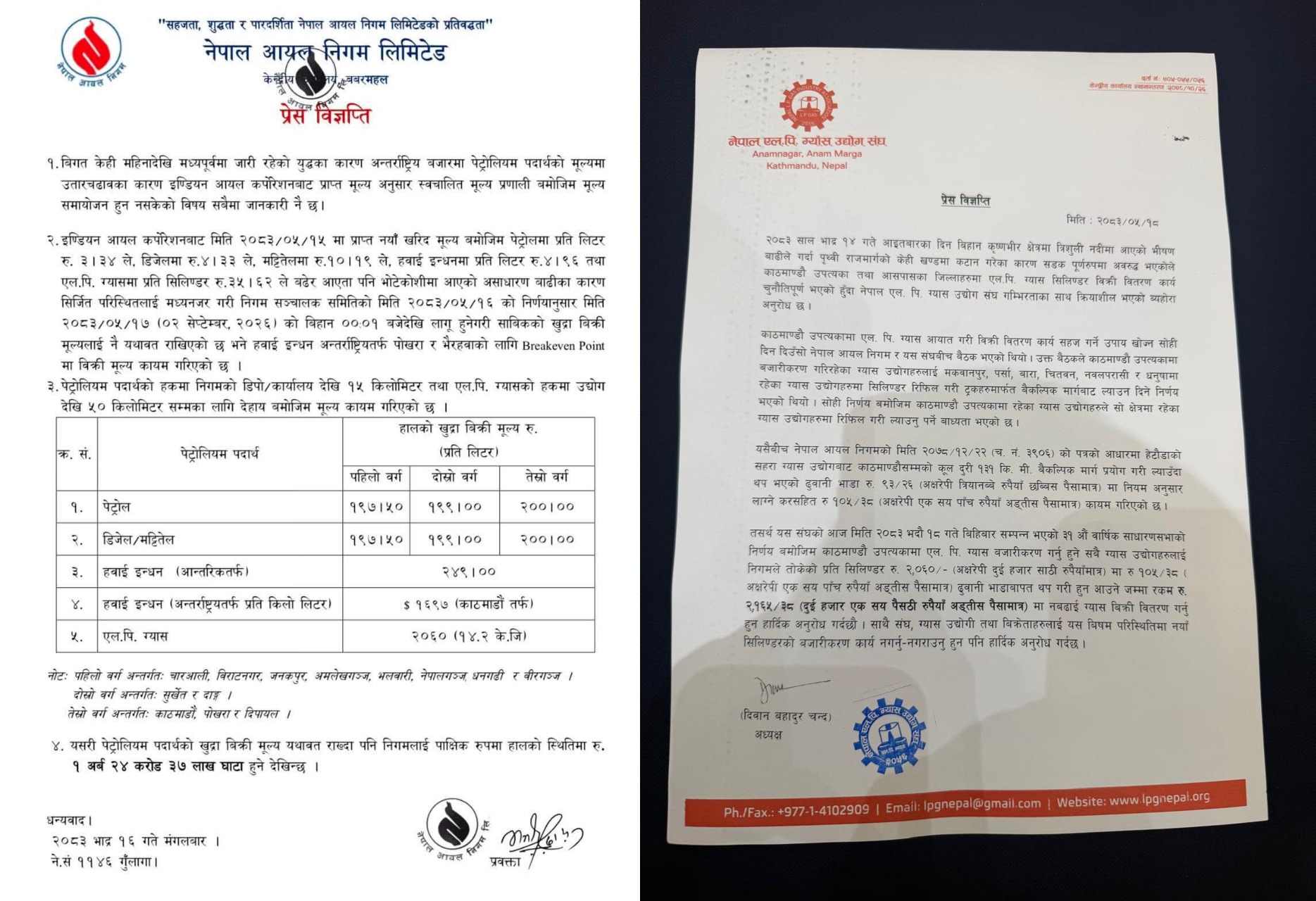 बाढीकाे संकटका बेला बढाइयाे ग्यासको भाउ